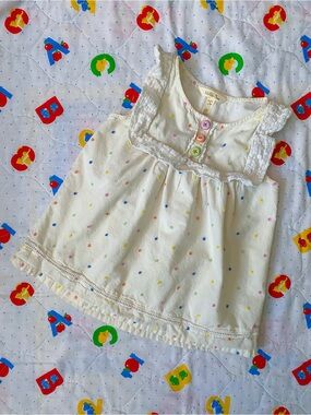 Matilda Jane Cream Swiss Dot Sleeveless Top with Colorful Buttons